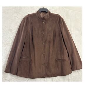Soft Surroundings Faux Suede Blazer Jacket 1X Brown Western
